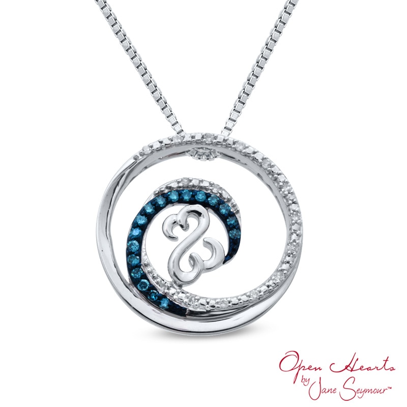 Open Hearts Waves by Jane Seymour™ 0.10 CT. T.W. Diamond Whirl Pendant in Sterling Silver