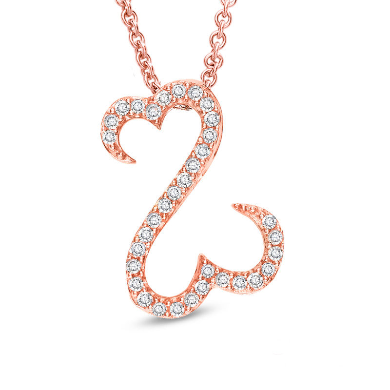Open Hearts by Jane Seymourâ¢ Diamond Accent Pendant in 10K Rose Gold
