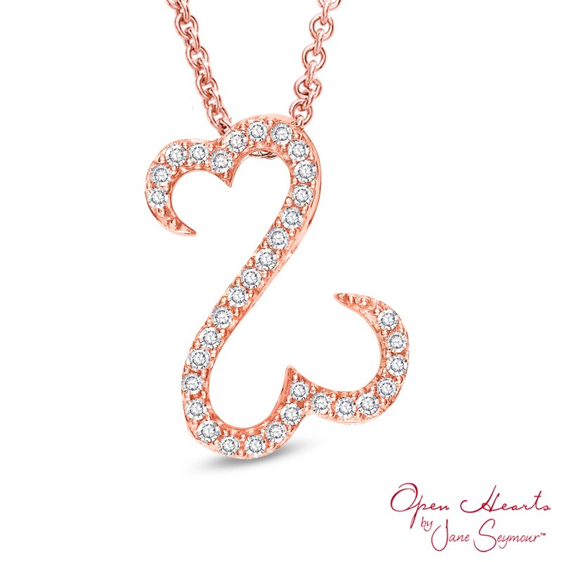 Main Image 1 of Open Hearts by Jane Seymour™ Diamond Accent Pendant in 10K Rose Gold