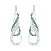 Thumbnail Image 1 of 0.33 CT. T.W. Enhanced Green and White Diamond Infinity Drop Earrings in 10K White Gold