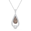 Thumbnail Image 1 of 0.50 CT. T.W. Champagne and White Diamond Vintage-Style Teardrop Pendant in 10K White Gold