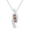 Thumbnail Image 1 of 0.33 CT. T.W. Champagne and White Diamond Linear Three Stone Bypass Pendant in 10K White Gold