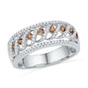 0.63 CT. T.W. Champagne and White Diamond Cascading Band in 10K White Gold