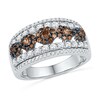 Thumbnail Image 0 of 1.30 CT. T.W. Champagne and White Diamond Five Stone Cluster Ring in 10K White Gold