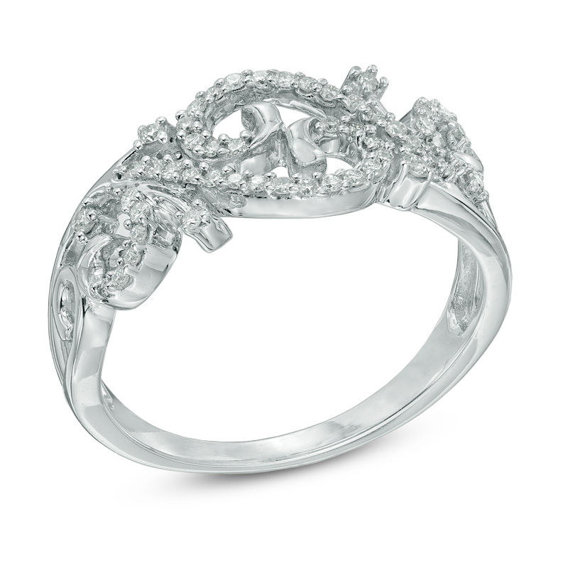 0.25 CT. T.W. Diamond Open Scroll Ring in 10K White Gold