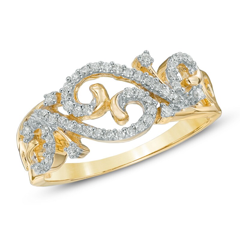 0.25 CT. T.W. Diamond Open Scroll Ring in 10K Gold