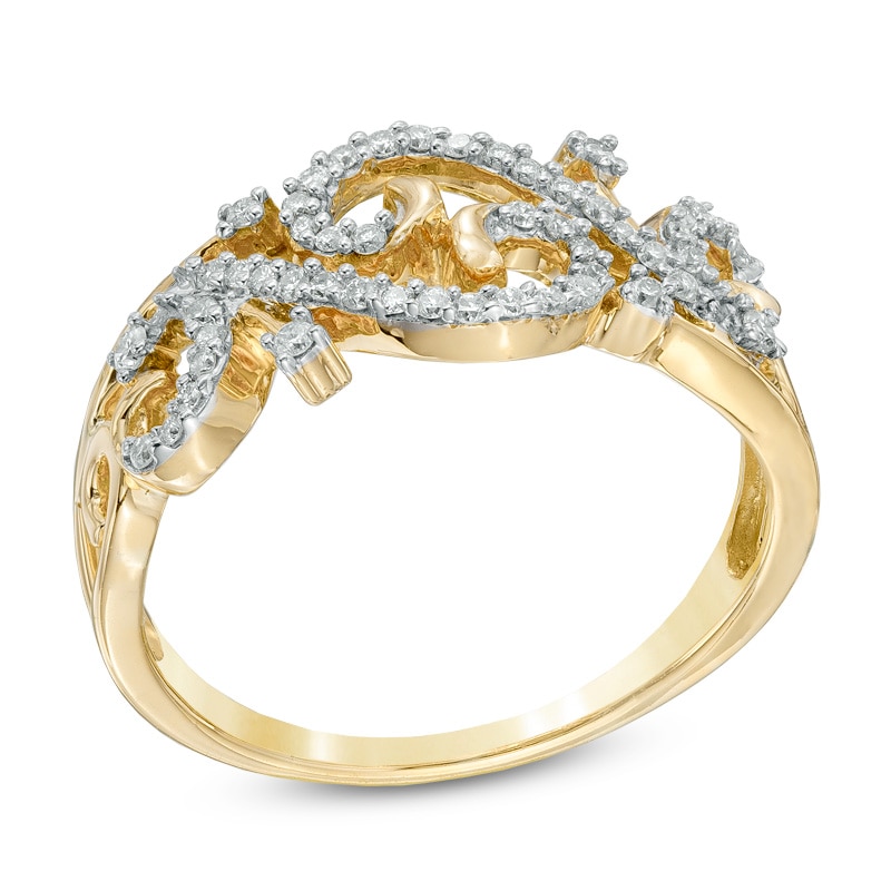 Main Image 2 of 0.25 CT. T.W. Diamond Open Scroll Ring in 10K Gold