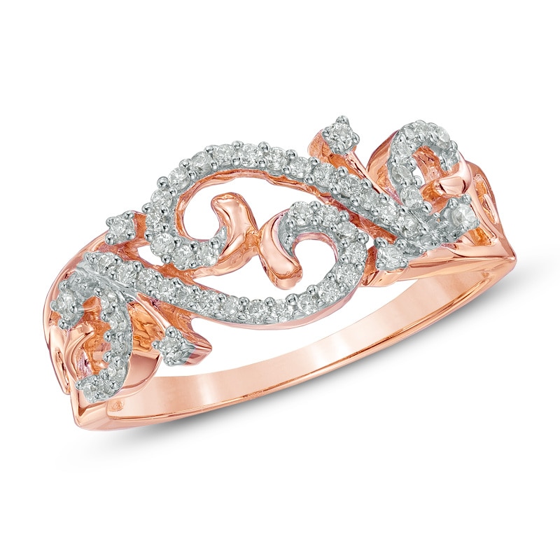 0.25 CT. T.W. Diamond Open Scroll Ring in 10K Rose Gold