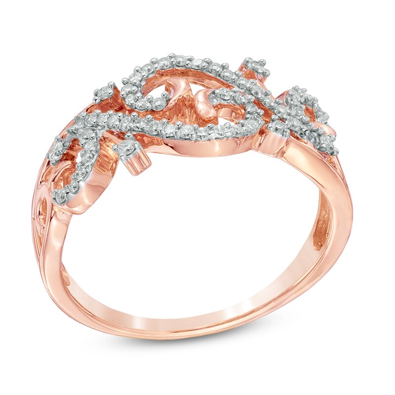 0.25 CT. T.W. Diamond Open Scroll Ring in 10K Rose Gold