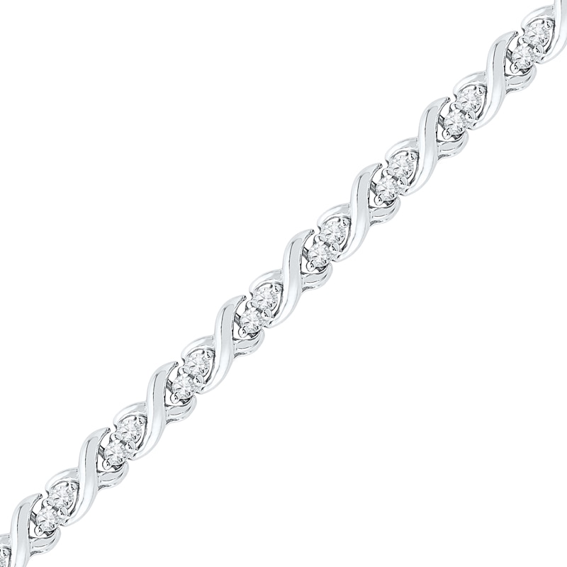 0.25 CT. T.W. Diamond Twisting Bracelet in Sterling Silver - 7.5"|Peoples Jewellers