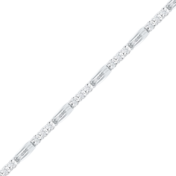 0.33 CT. T.W. Diamond Bar Bracelet in Sterling Silver - 7.5"