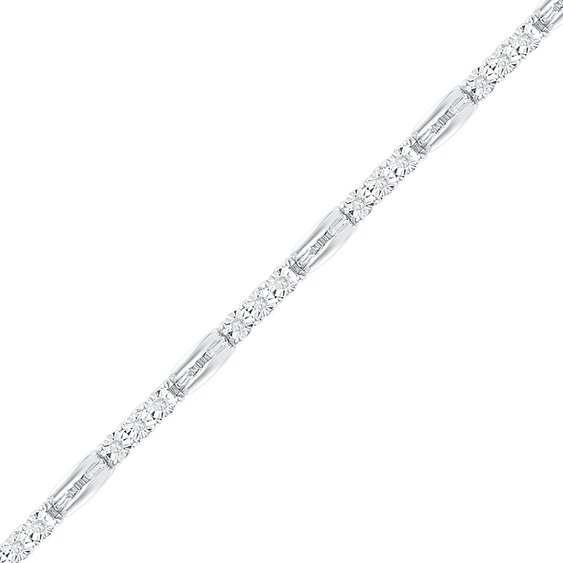 0.33 CT. T.W. Diamond Bar Bracelet in Sterling Silver - 7.5"