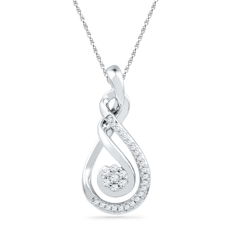 0.10 CT. T.W. Diamond Infinity with Cluster Pendant in Sterling Silver