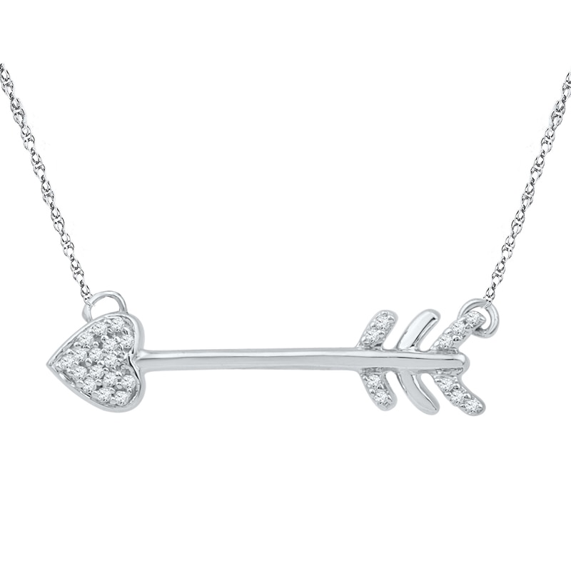 Diamond Accent Arrow Necklace in Sterling Silver - 17"