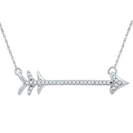0.10 CT. T.W. Diamond Arrow Necklace in Sterling Silver - 17&quot;