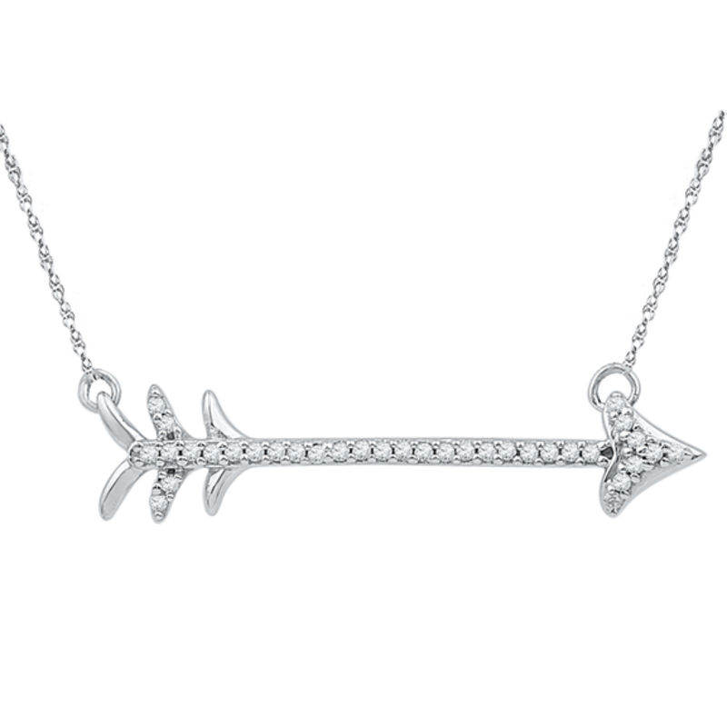 0.10 CT. T.W. Diamond Arrow Necklace in Sterling Silver - 17"