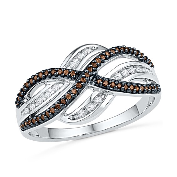 0.25 CT. T.W. Champagne and White Diamond Ring in Sterling Silver