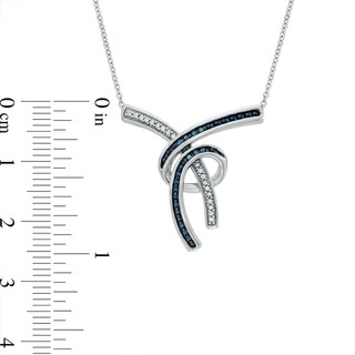 0.13 CT. T.W. Enhanced Blue and White Diamond Abstract Three Piece Set in Sterling Silver