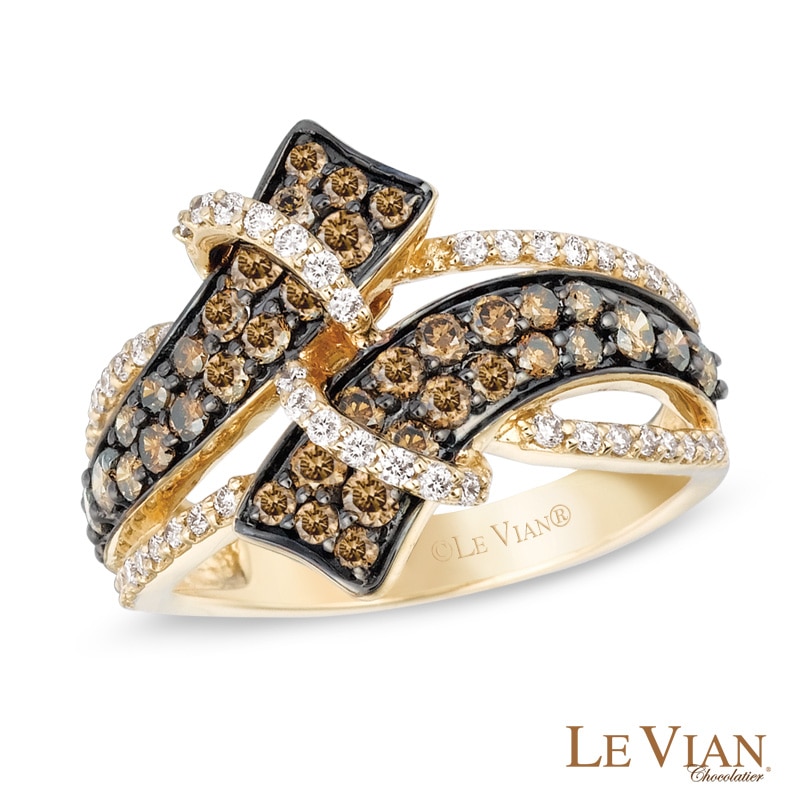 Main Image 1 of Le Vian Chocolate Diamonds® 1.17 CT. T.W. Diamond Wrapped Bypass Ring in 14K Honey Gold™