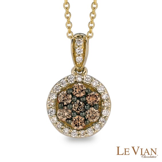 Le Vian Chocolate Diamonds® 0.51 CT. T.W. Diamond Frame Cluster Pendant in 14K Honey Gold™