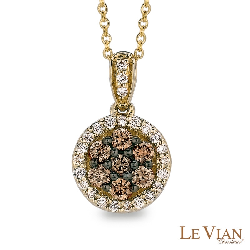 Main Image 1 of Le Vian Chocolate Diamonds® 0.51 CT. T.W. Diamond Frame Cluster Pendant in 14K Honey Gold™
