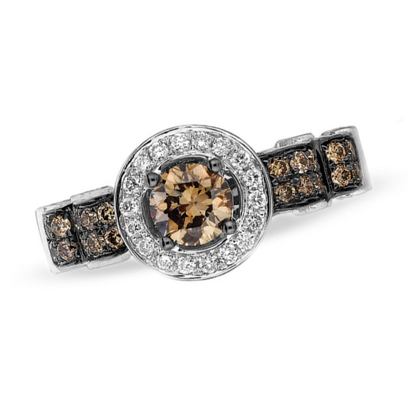 Le Vian Chocolate DiamondsÂ® 1.22 CT. T.W. Diamond Frame Scroll Ring in 14K Vanilla Goldâ¢