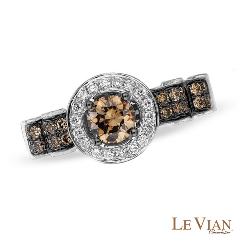 Le Vian Chocolate Diamonds® 1.22 CT. T.W. Diamond Frame Scroll Ring in 14K Vanilla Gold™