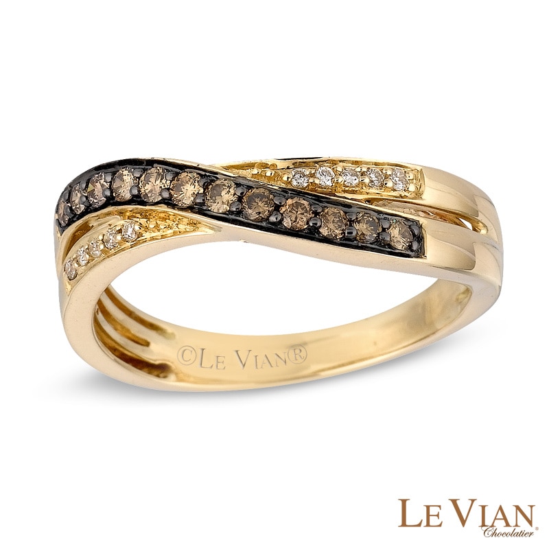 Main Image 1 of Le Vian Chocolate Diamonds® 0.25 CT. T.W. Diamond Overlay Band in 14K Honey Gold™