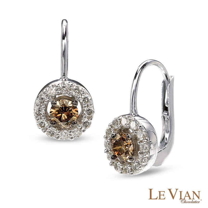 Main Image 1 of Le Vian Chocolate Diamonds® 0.88 CT. T.W. Diamond Frame Drop Earrings in 14K Vanilla Gold™