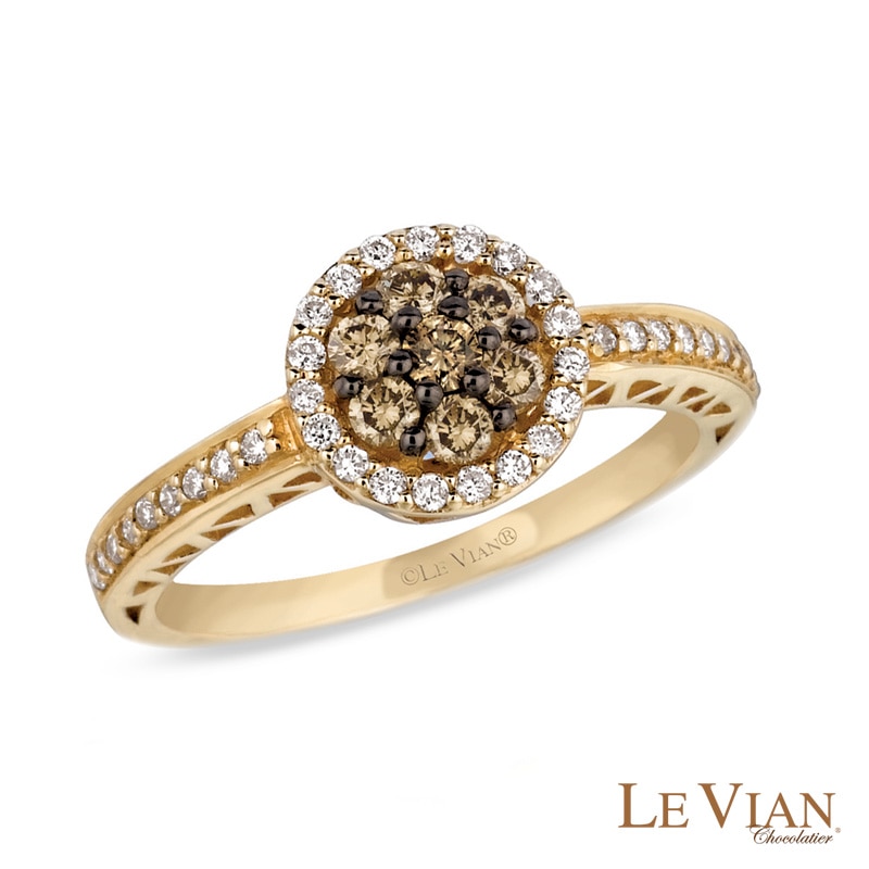 Main Image 1 of Le Vian Chocolate Diamonds® 0.50 CT. T.W. Diamond Frame Cluster Ring in 14K Honey Gold™
