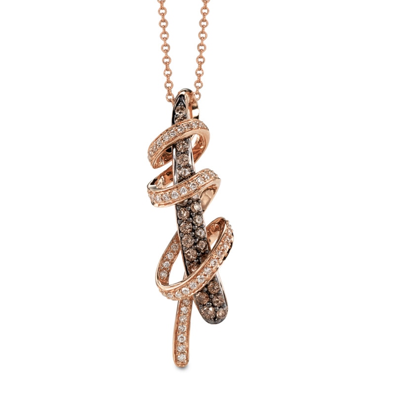 Le Vian Chocolate Diamonds® 0.77 CT. T.W. Diamond Wrapped Stick Pendant in 14K Strawberry Gold™|Peoples Jewellers