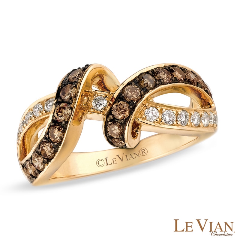 Main Image 1 of Le Vian Chocolate Diamonds® 0.92 CT. T.W. Diamond Ribbon Ring in 14K Honey Gold™