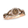 Thumbnail Image 0 of Le Vian Chocolate Diamonds® 0.64 CT. T.W. Diamond Cluster Twist Shank Ring in 14K Strawberry Gold™