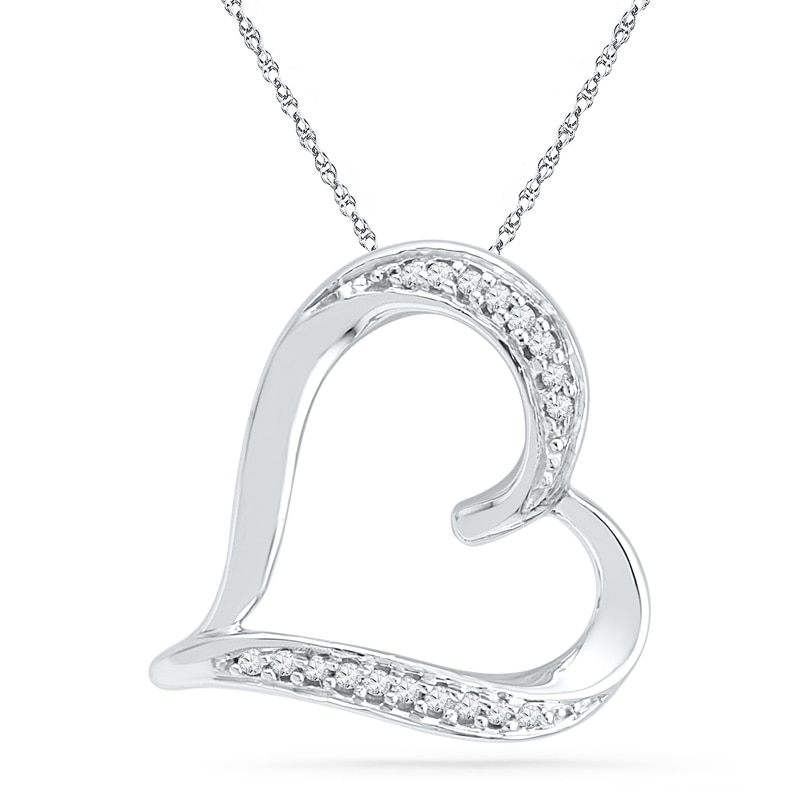 Diamond Accent Tilted Heart Pendant in 10K Gold|Peoples Jewellers