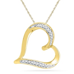 Diamond Accent Tilted Heart Pendant in 10K Gold