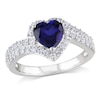 7.0mm Heart-Shaped Lab-Created Blue and White Sapphire Ring in Sterling Silver