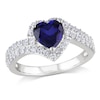 Thumbnail Image 0 of 7.0mm Heart-Shaped Blue and White Lab-Created Sapphire Ring in Sterling Silver