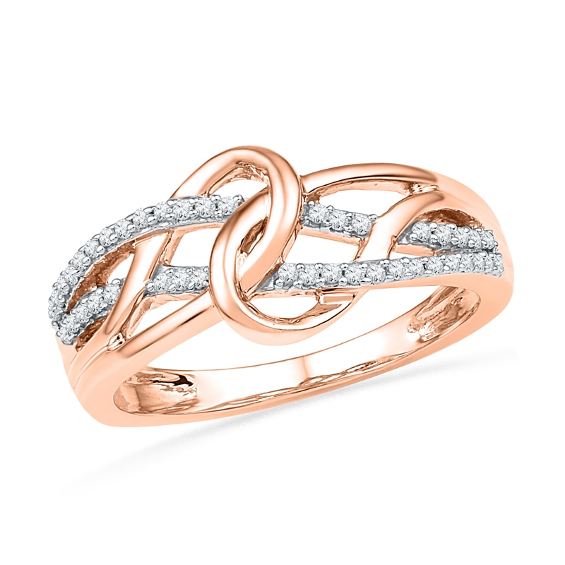 0.16 CT. T.W. Diamond Abstract Braid Ring in 10K Rose Gold