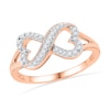 Thumbnail Image 0 of 0.16 CT. T.W. Diamond Sideways Heart-Shaped Infinity Ring in 10K Rose Gold
