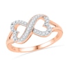 Thumbnail Image 1 of 0.16 CT. T.W. Diamond Sideways Heart-Shaped Infinity Ring in 10K Rose Gold