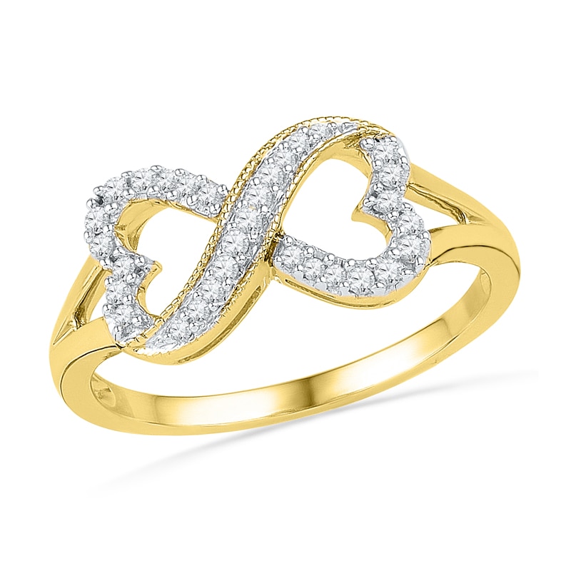 0.16 CT. T.W. Diamond Sideways Heart-Shaped Infinity Ring in 10K Gold