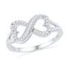 Thumbnail Image 0 of 0.16 CT. T.W. Diamond Sideways Heart-Shaped Infinity Ring in 10K White Gold