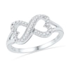 Thumbnail Image 1 of 0.16 CT. T.W. Diamond Sideways Heart-Shaped Infinity Ring in 10K White Gold