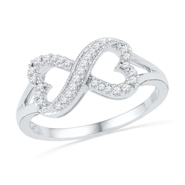 0.16 CT. T.W. Diamond Sideways Heart-Shaped Infinity Ring in 10K White Gold