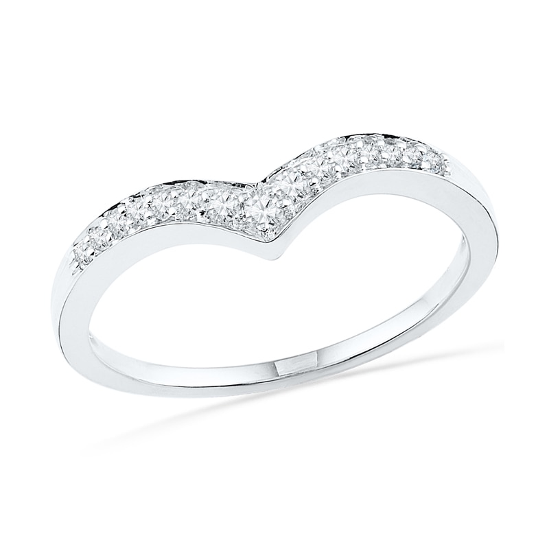 0.10 CT. T.W. Diamond Chevron Band in 10K White Gold|Peoples Jewellers