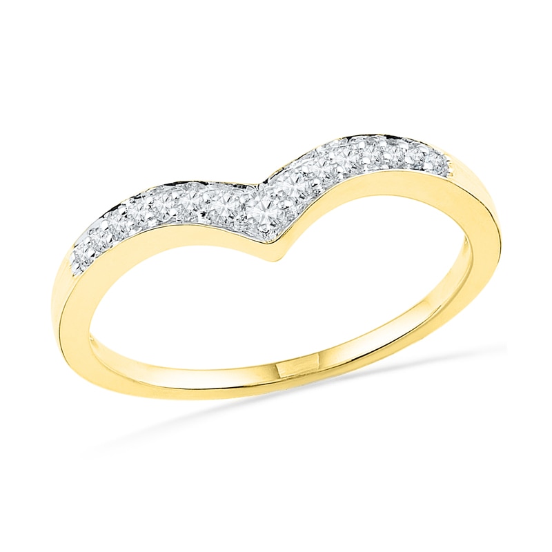 0.10 CT. T.W. Diamond Chevron Band in 10K Gold