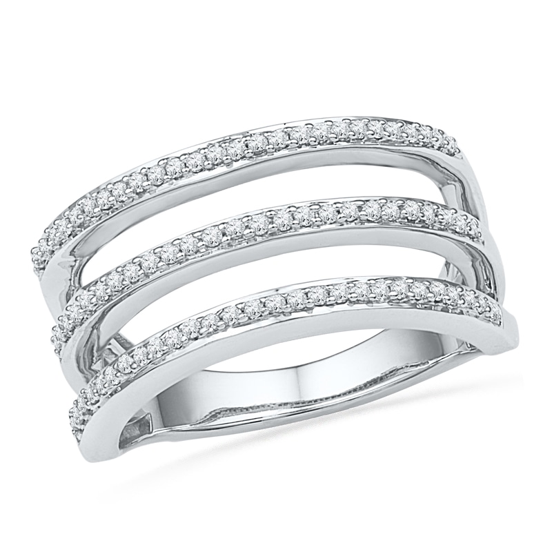 0.25 CT. T.W. Diamond Open Three Tier Band in Sterling Silver