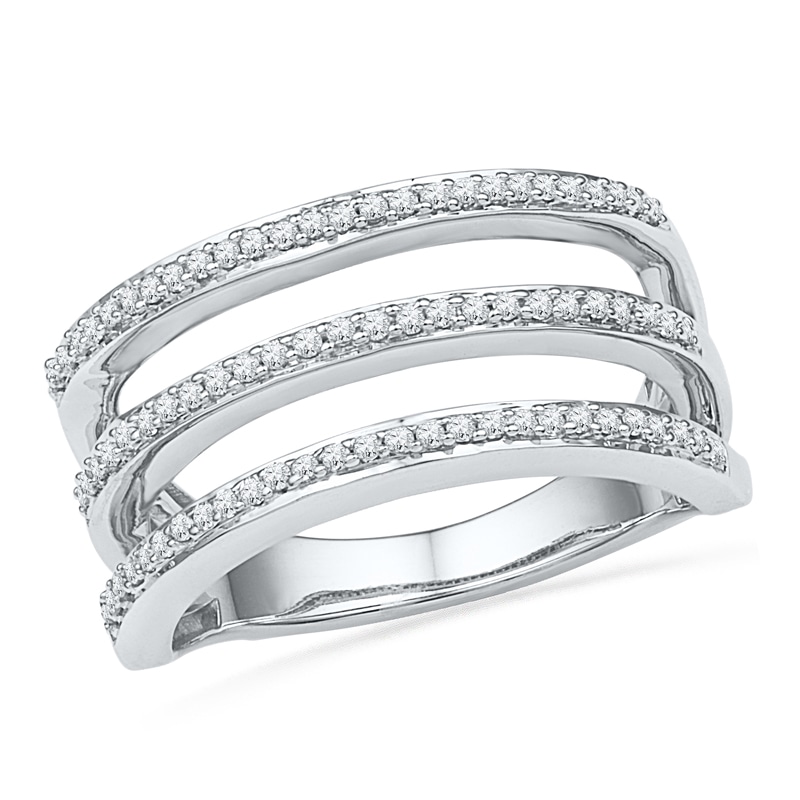 Main Image 1 of 0.25 CT. T.W. Diamond Open Three Tier Band in Sterling Silver