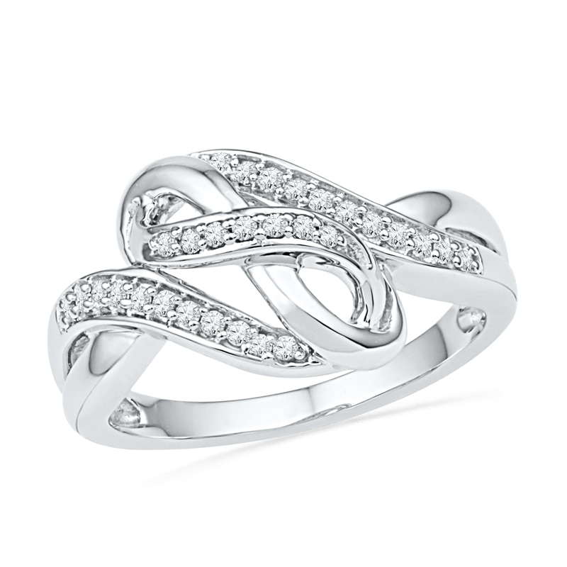Main Image 1 of 0.20 CT. T.W. Diamond Infinity Bypass Ring in Sterling Silver