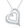 Thumbnail Image 0 of 0.20 CT. T.W. Diamond Tilted Double Heart Pendant in Sterling Silver